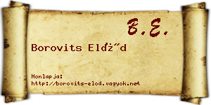 Borovits Előd névjegykártya